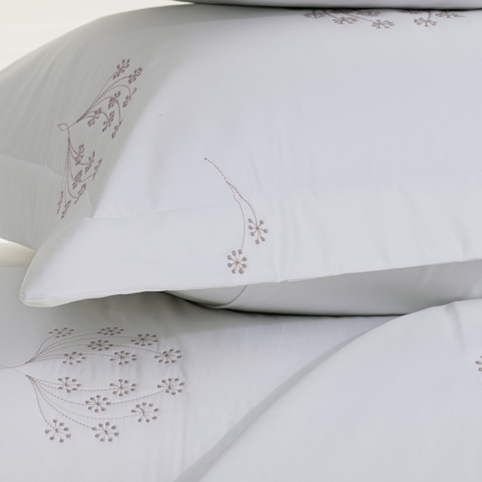 Jogo de Colcha King 100% Algodão Egípcio 300 Fios Branco/Legno Brezza Trussardi - Madel Home