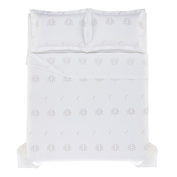 Jogo de Colcha King 100% Algodão Egípcio 300 Fios Branco/Legno Brezza Trussardi - Madel Home