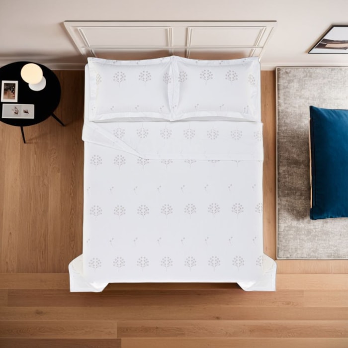 Jogo de Colcha King 100% Algodão Egípcio 300 Fios Branco/Legno Brezza Trussardi - Madel Home
