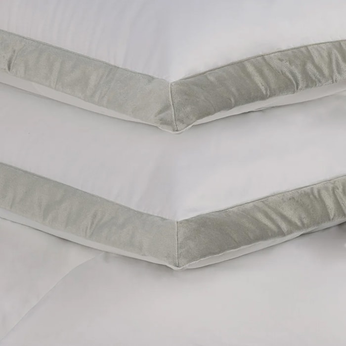 Jogo de Colcha King 100% Algodão Egípcio 300 Fios Branco/Platino Valestro Trussardi - Madel Home