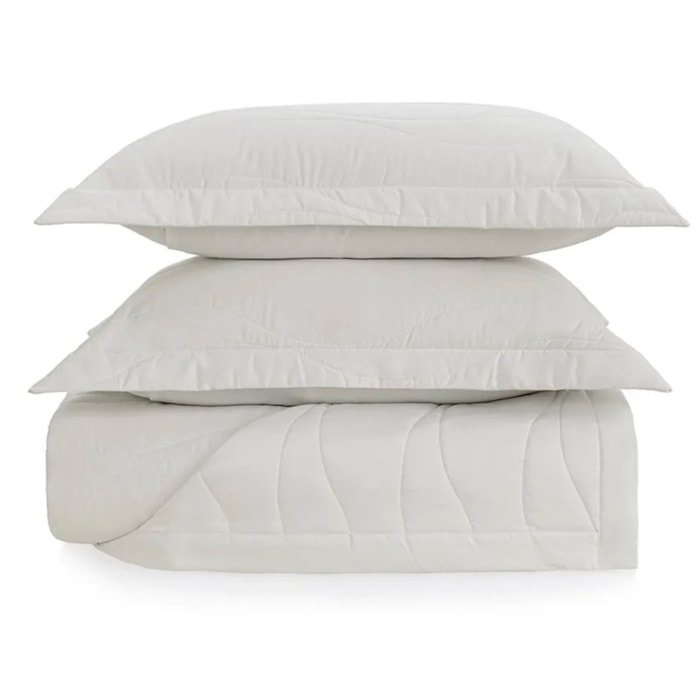 Jogo de Colcha Queen 100% Algodão Egípcio 300 Fios Branco Novara Trussardi - Madel Home