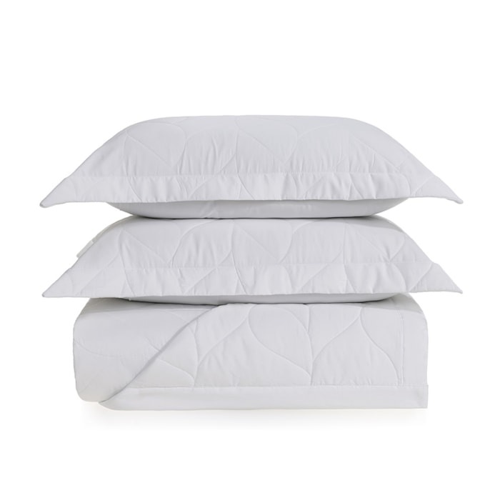 Jogo de Colcha Queen 100% Algodão Egípcio 300 Fios Branco Piaceri Trussardi - Madel Home