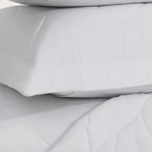 Jogo de Colcha Queen 100% Algodão Egípcio 300 Fios Branco Piaceri Trussardi