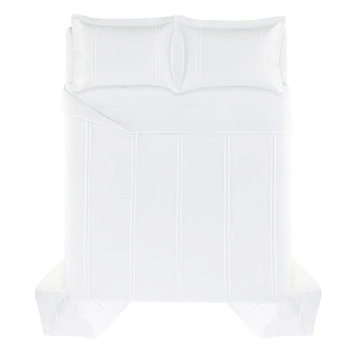 Jogo de Colcha Queen 100% Algodão Egípcio 400 Fios Branco Naxos Trussardi - Madel Home