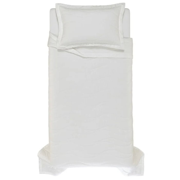 Jogo de Colcha Solteiro 100% Algodão Egípcio 300 Fios Branco Novara Trussardi - Madel Home