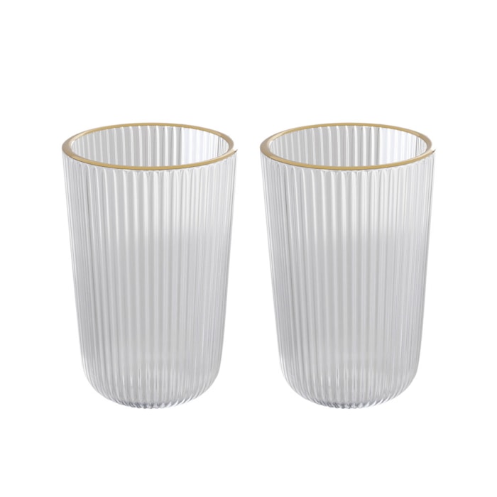 Jogo de Copos Altos de Vidro com Fio de Ouro Lines Wolff 450ml - 2 peças - Madel Home