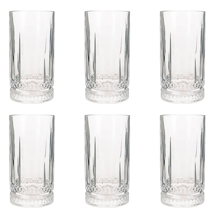 Jogo de Copos Altos em Vidro Incolor 460ml - 6 Peças - Madel Home