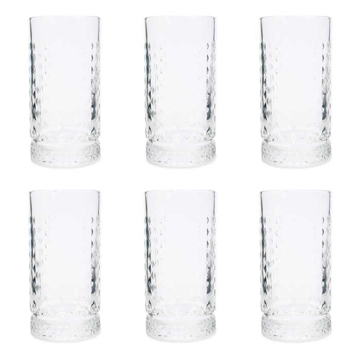 Jogo de Copos Altos em Vidro Incolor 460ml - 6 Peças - Madel Home