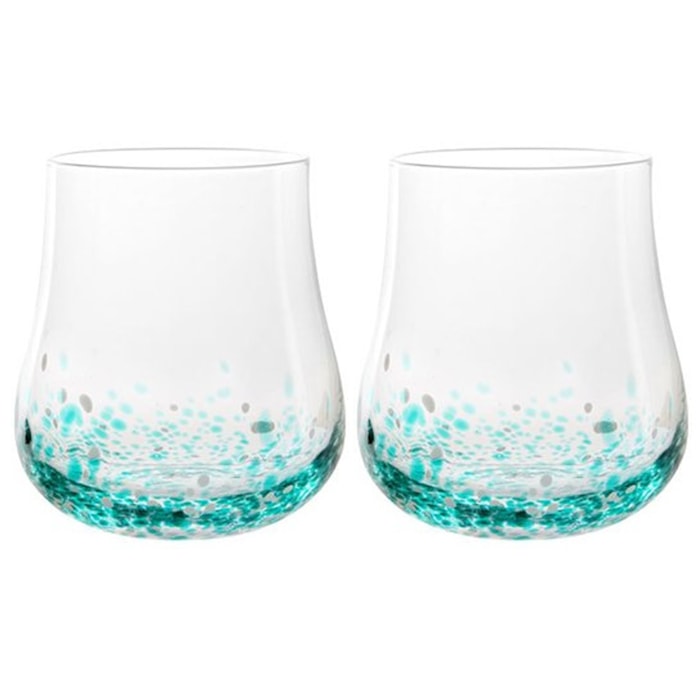 Jogo de Copos Baixo Festa Vidro Fracalanza Verde 450ml - 2 Peças - Madel Home