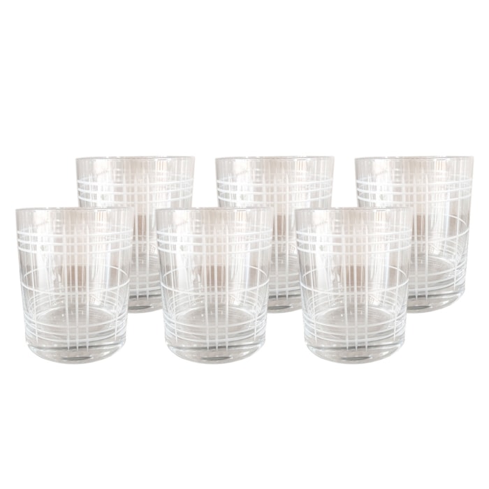 Jogo de Copos Baixo Filetes Transparentes 410ml - 6 Peças - Madel Home