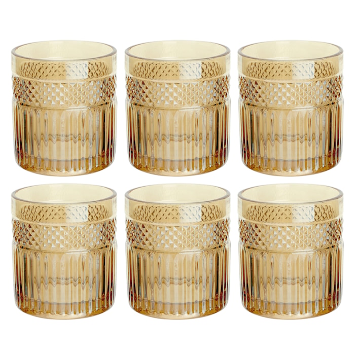 Jogo de Copos Baixos Palace Cristal Âmbar Luster L'Hermitage 330ml - 6 Peças - Madel Home