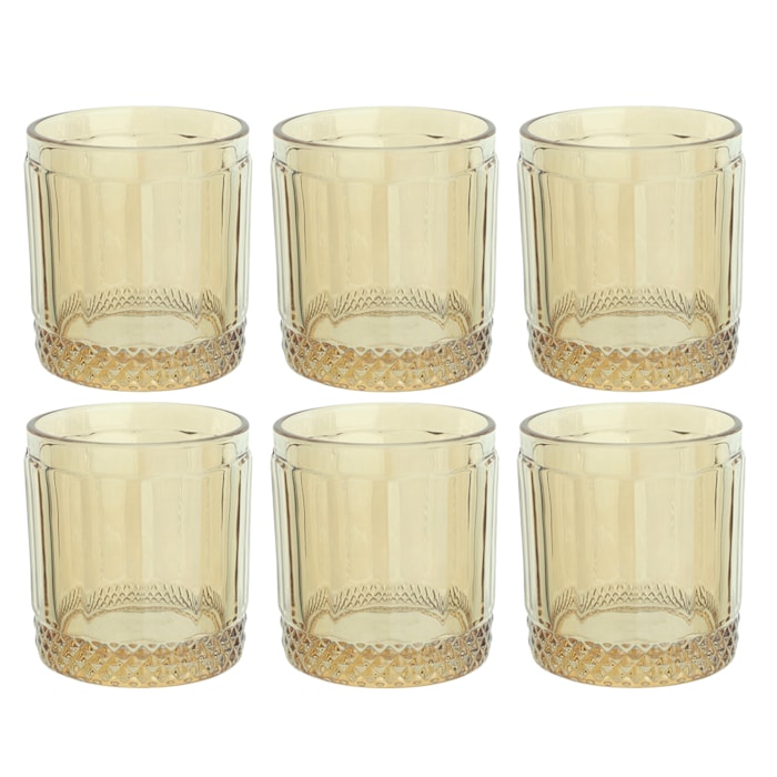 Jogo de Copos Baixos Splendor Cristal Âmbar Luster  L'Hermitage 330ml - 6 Peças  - Madel Home