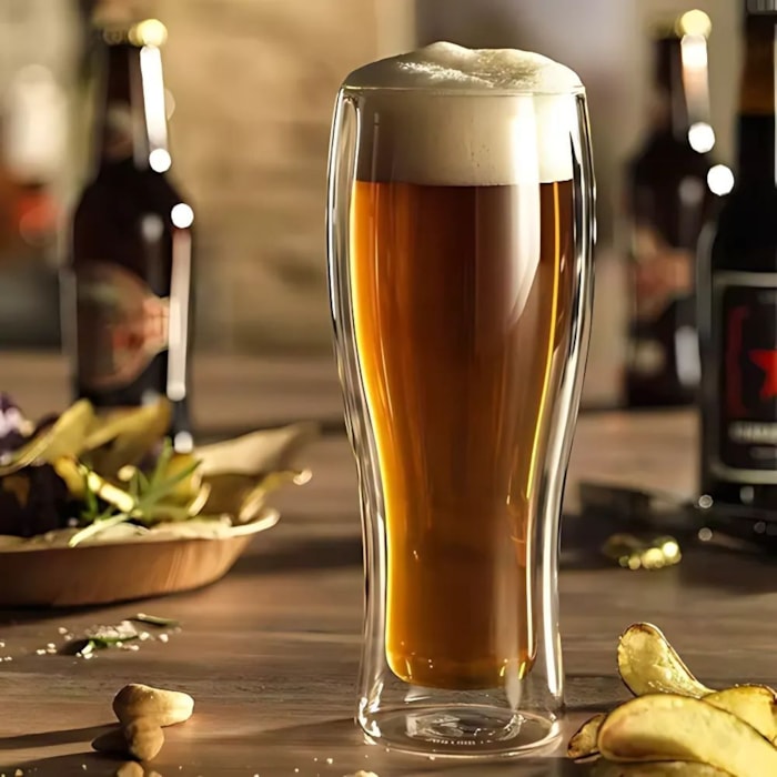 Jogo de Copos Cerveja Sorrento Vidro Parede Dupla Zwilling 414ml - 2 Peças - Madel Home