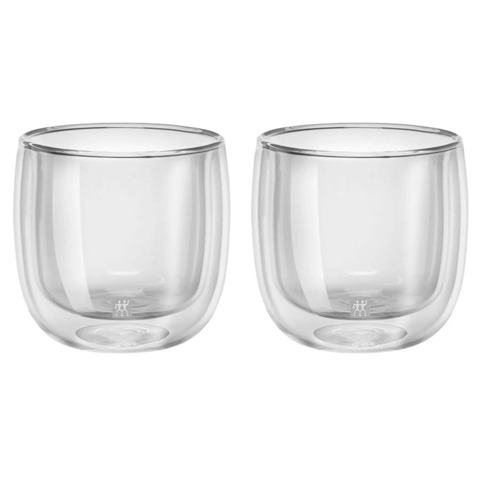 Jogo de Copos Chá Sorrento Vidro Parede Dupla Zwilling 240ml - 2 Peças - Madel Home