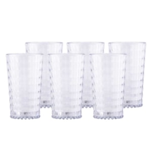 Jogo de Copos com desenho 3D em Acrílico Transparente 750ml - 6 Peças
