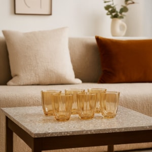 Jogo de Copos de Vidro Florença Âmbar 415mL - 6 Peças 