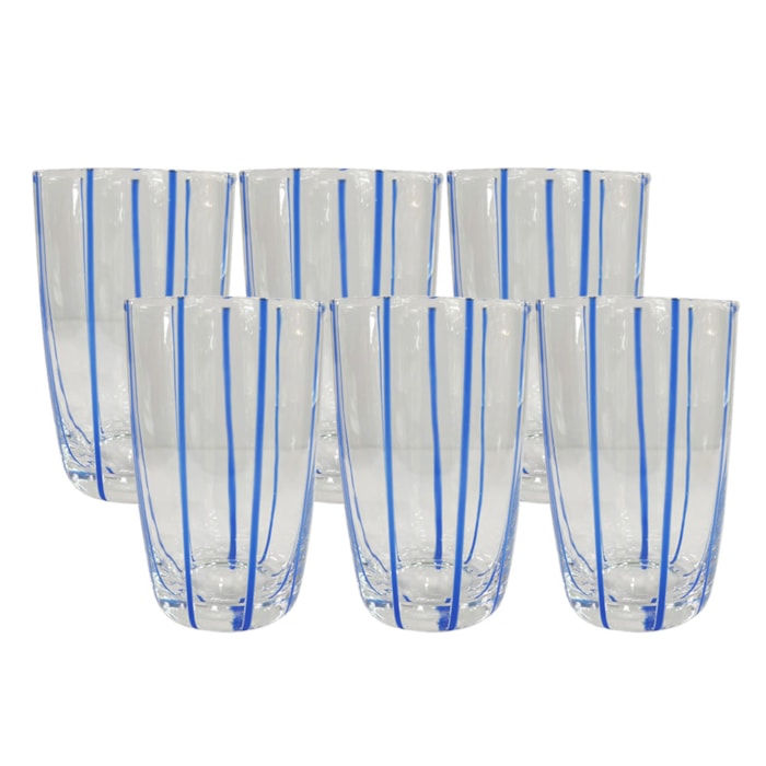 Jogo de Copos de Vidro Milano Azul 470mL - 6 Peças - Madel Home