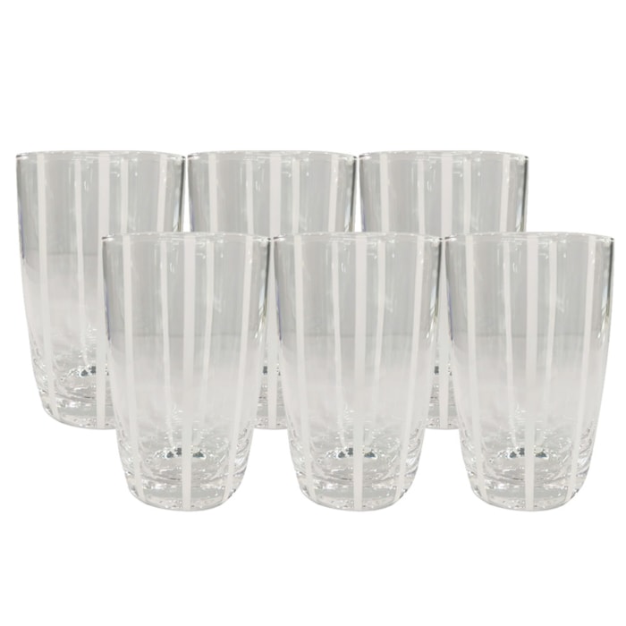 Jogo de Copos de Vidro Milano Branco 470mL - 6 peças - Madel Home