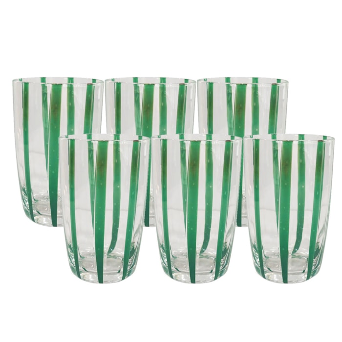 Jogo de Copos de Vidro Milano Verde 470mL - 6 Peças - Madel Home