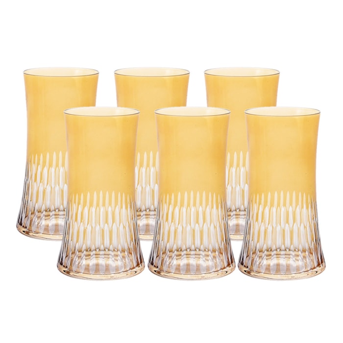 Jogo de Copos de Vidro Verona Âmbar 400mL - 6 Peças - Madel Home