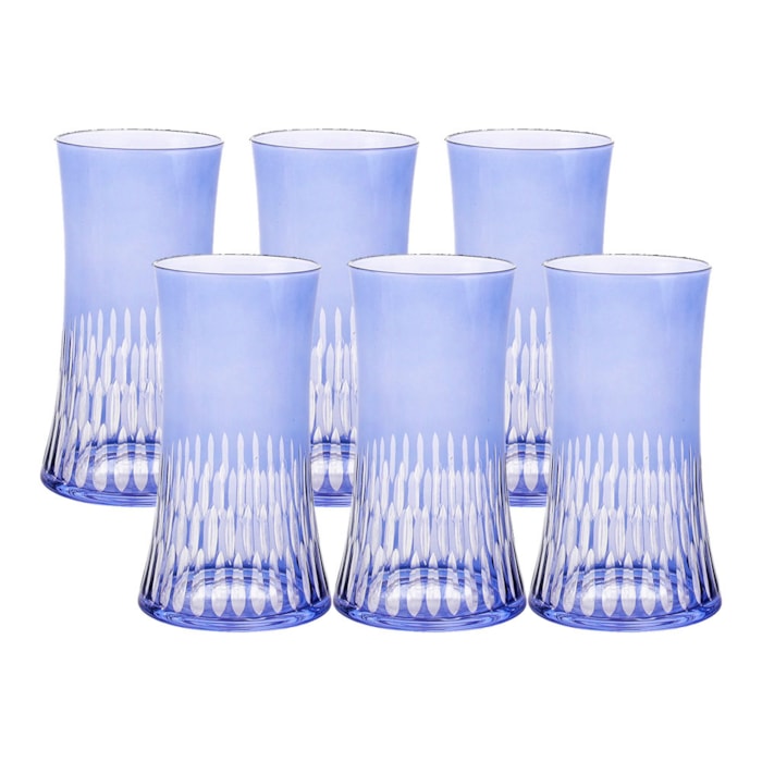 Jogo de Copos de Vidro Verona Azul 400mL - 6 Peças - Madel Home
