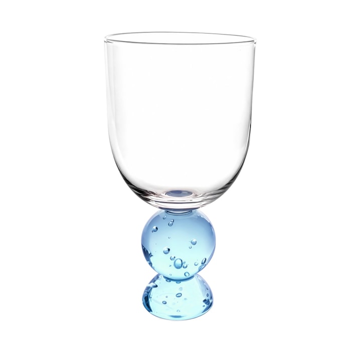 Jogo de Copos Esferas Transparentes com Azul 400ml - 6 Peças - Madel Home