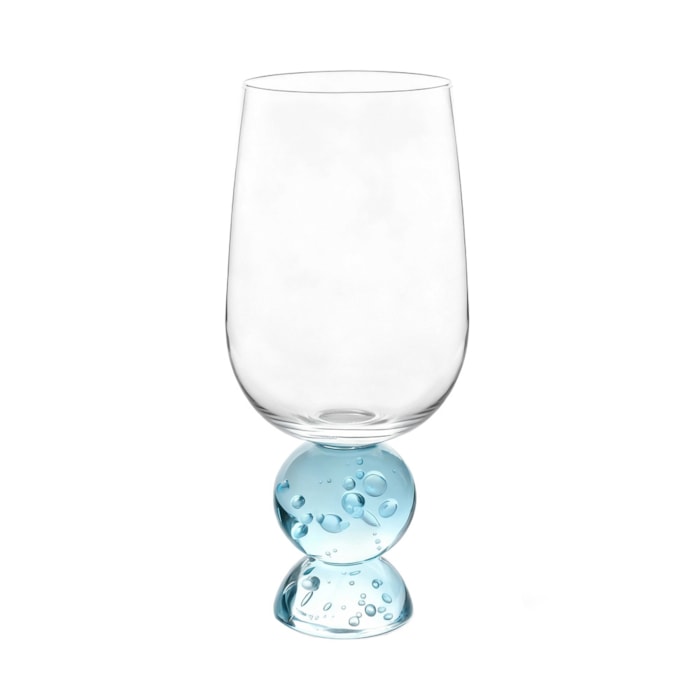 Jogo de Copos Esferas Transparentes com Azul 500ml - 6 Peças - Madel Home