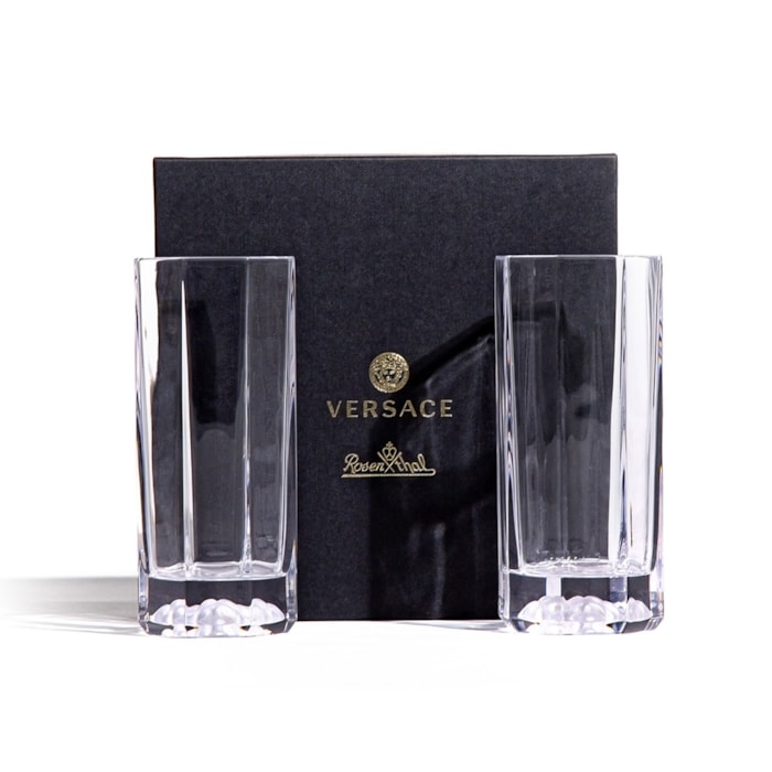Jogo de Copos Longos Medusa Cristal Versace Transparente - 2 Peças - Madel Home