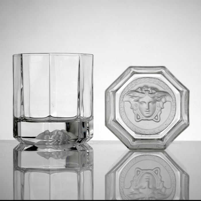 Jogo de Copos Whisky Medusa Cristal Versace Transparente - 2 Peças - Madel Home