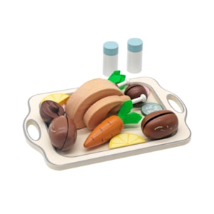 Jogo de Frango e Legumes Madeira