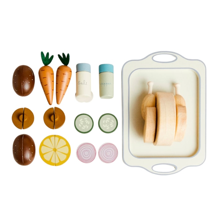 Jogo de Frango e Legumes Madeira - Madel Home