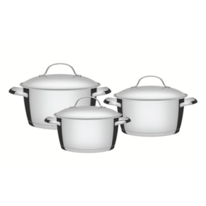 Jogo de Panelas em Aço Inox Allegra  Fundo Triplo Tramontina - 3 Peças