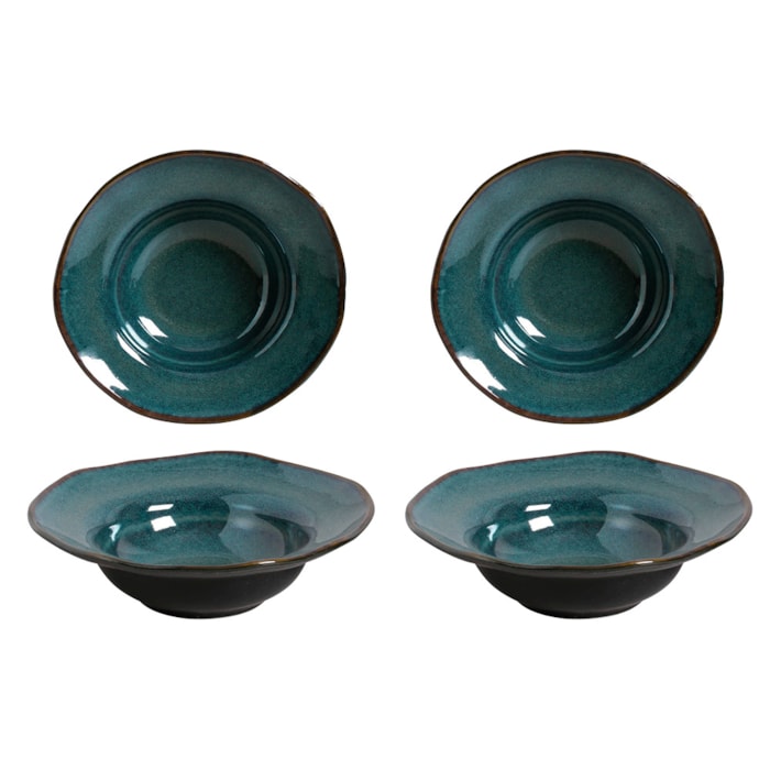 Jogo de Prato De Entrada/Sobremesa Orgânico 04 pç 19 cm Porto Brasil Oceano - Madel Home