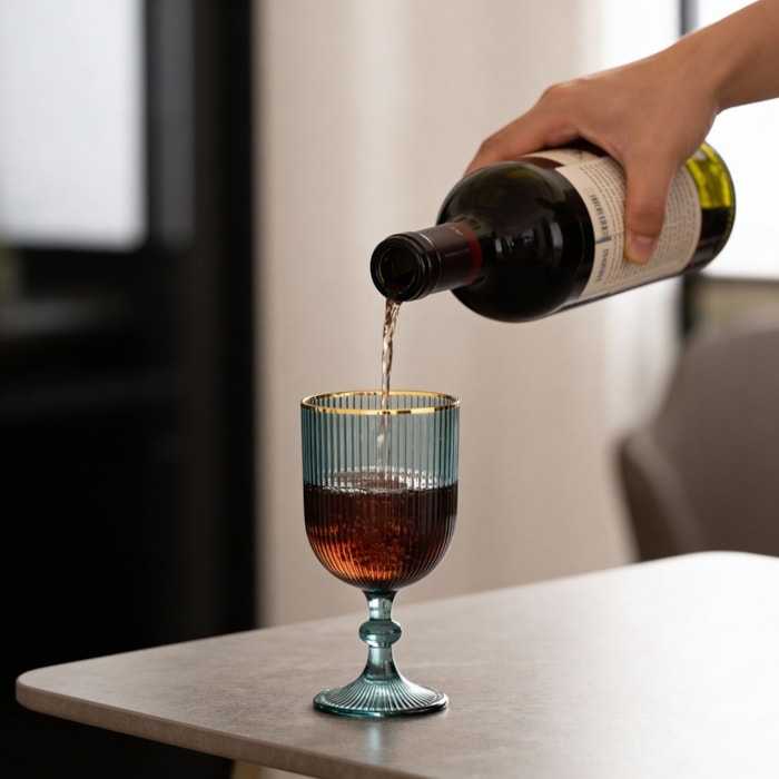 Jogo de Taças Cameratta Cristal Borda Dourada L'Hermitage Verde 365ml - 6 Peças - Madel Home