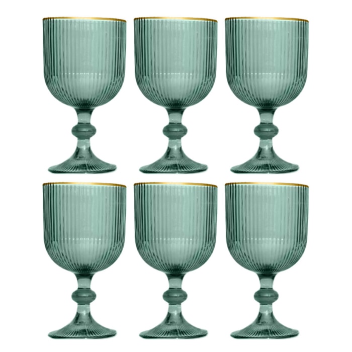 Jogo de Taças Cameratta Cristal Borda Dourada L'Hermitage Verde 365ml - 6 Peças - Madel Home
