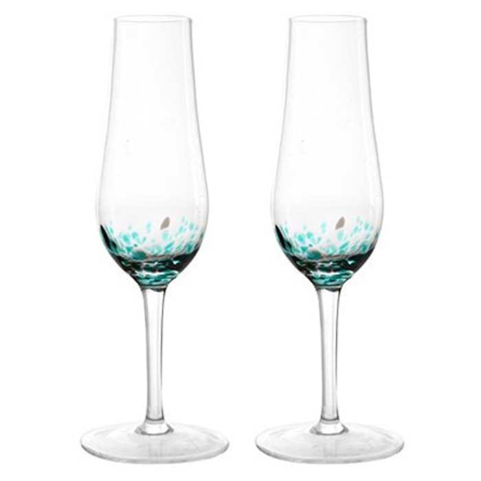 Jogo de Taças Champanhe Festa Vidro Verde Fracalanza 200ml - 2 Peças - Madel Home
