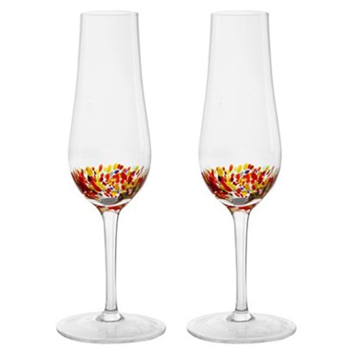 Jogo de Taças Champanhe Festa Vidro Vermelha Fracalanza 200ml - 2 Peças - Madel Home