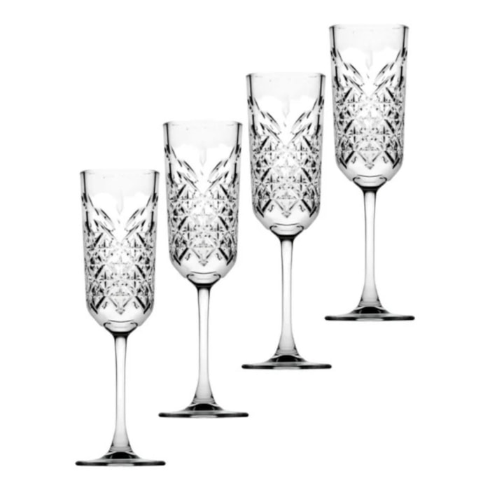 Jogo de Taças Champanhe Timeless em Vidro 175ml - 4 Peças - Madel Home