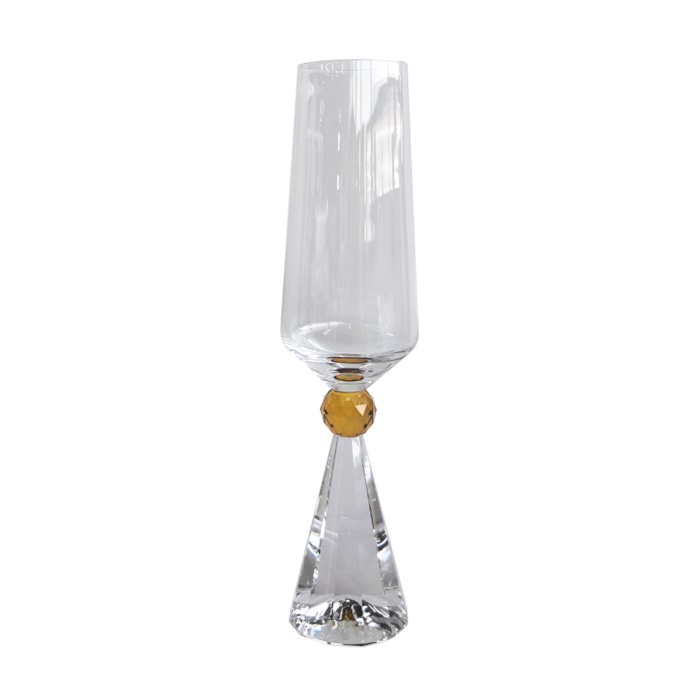 Jogo de Taças de Champagne Diamond Transparente com Âmbar 305mL - 6 Peças - Madel Home