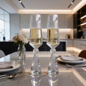 Jogo de Taças de Champagne Diamond Transparente com Cristal 305mL - 6 Peças