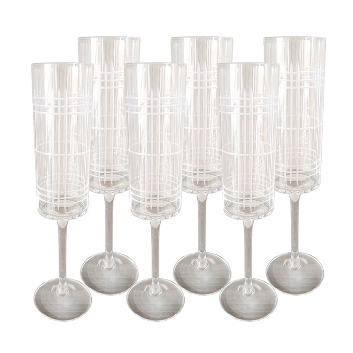 Jogo de Taças de Champagne Filetes Transparentes 220mL - 6 Peças - Madel Home