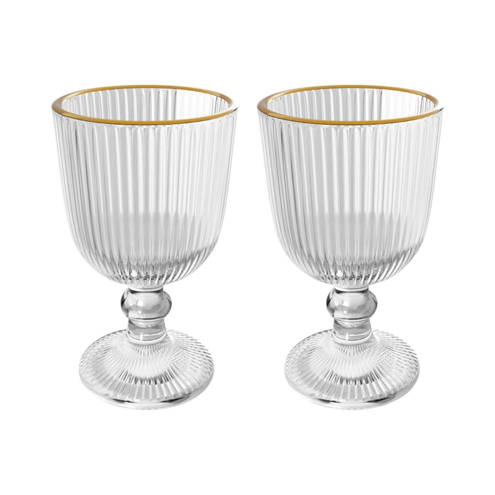 Jogo de Taças de Vidro com Fio de Ouro Lines Wolff 380ml - 2 peças - Madel Home