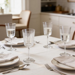 Jogo de Taças de Vinho Filetes Transparentes 310mL - 6 Peças