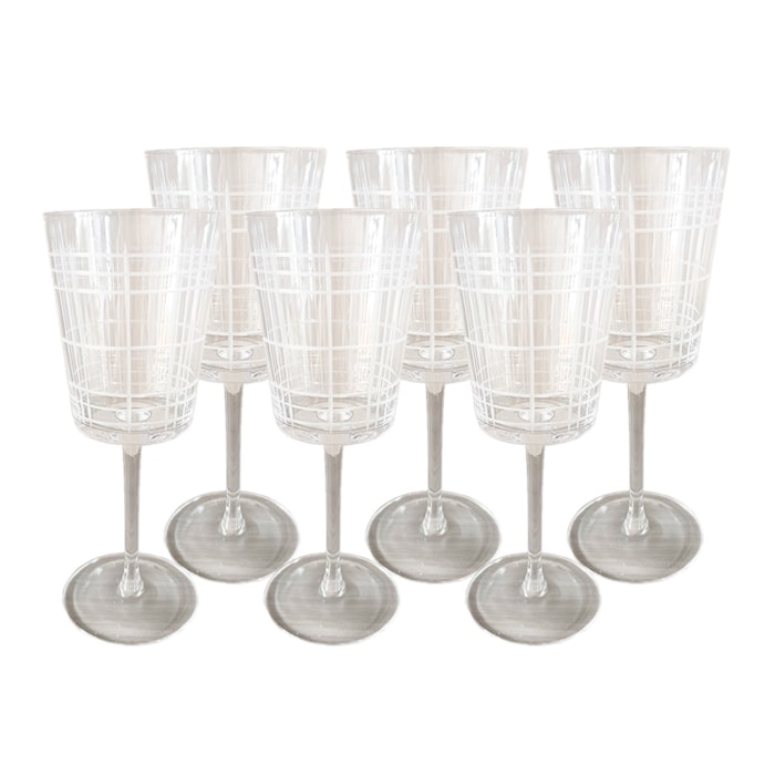 Jogo de Taças de Vinho Filetes Transparentes 310mL - 6 Peças - Madel Home