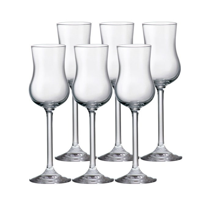 Jogo de Taças Grappa e Licor Cristal Ecológico 85ml - 6 Peças - Madel Home