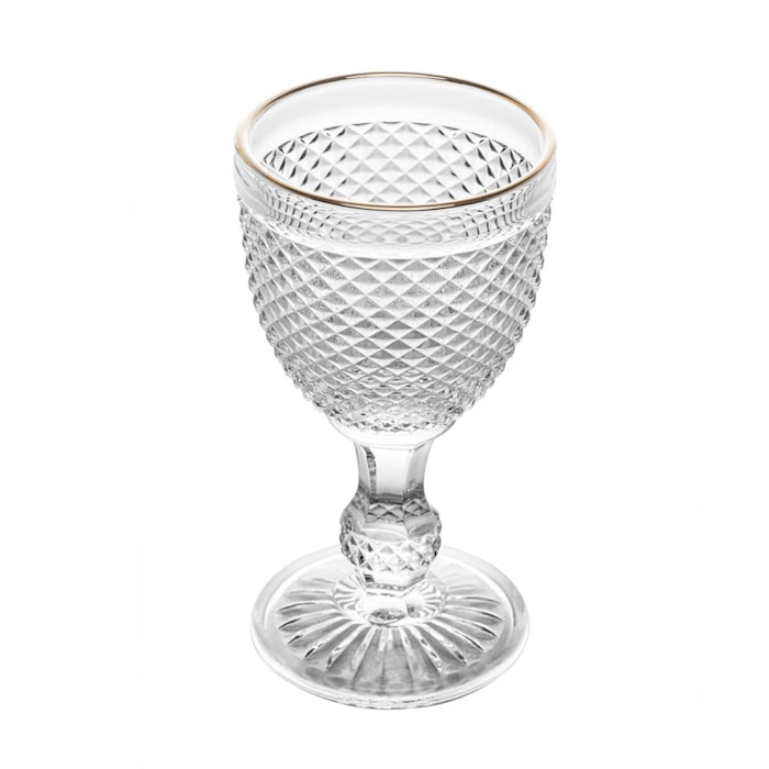 Jogo de Taças para Água de Vidro com Fio Dourado Bico de Jaca Wolff 300ml - 6 Peças - Madel Home