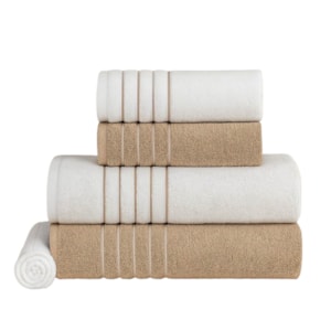 Jogo de Toalhas 5 Peças Palladio Algodão Branco/Legno Trussardi