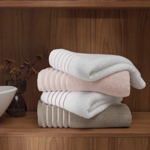 Jogo de Toalhas 5 Peças Palladio Algodão Branco/Legno Trussardi