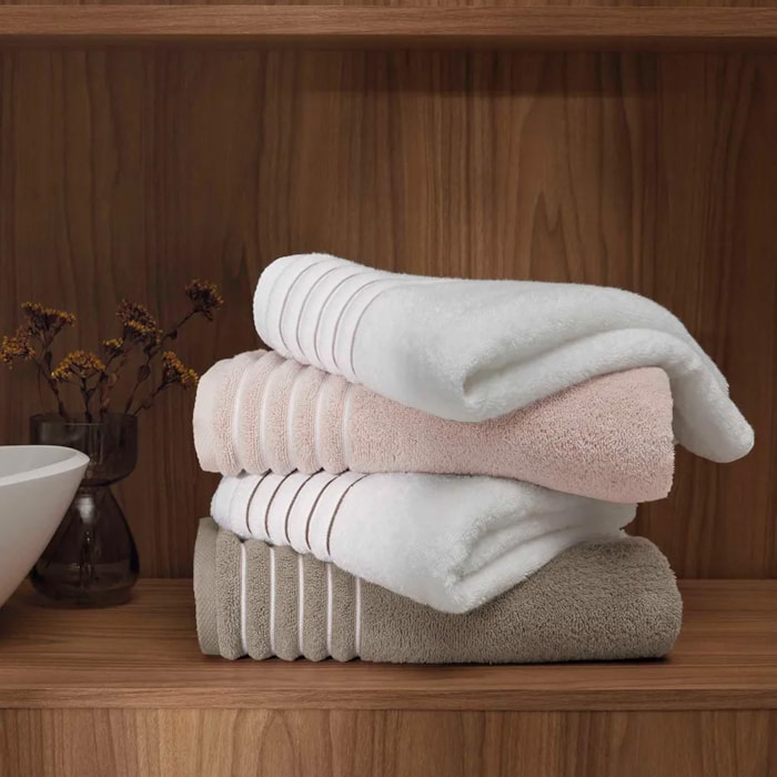 Jogo de Toalhas 5 Peças Palladio Algodão Branco/Legno Trussardi - Madel Home