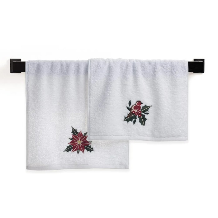 Jogo de Toalhas de Lavabo Bordado 100% Algodão Tradizionale Branco Trussardi - Madel Home